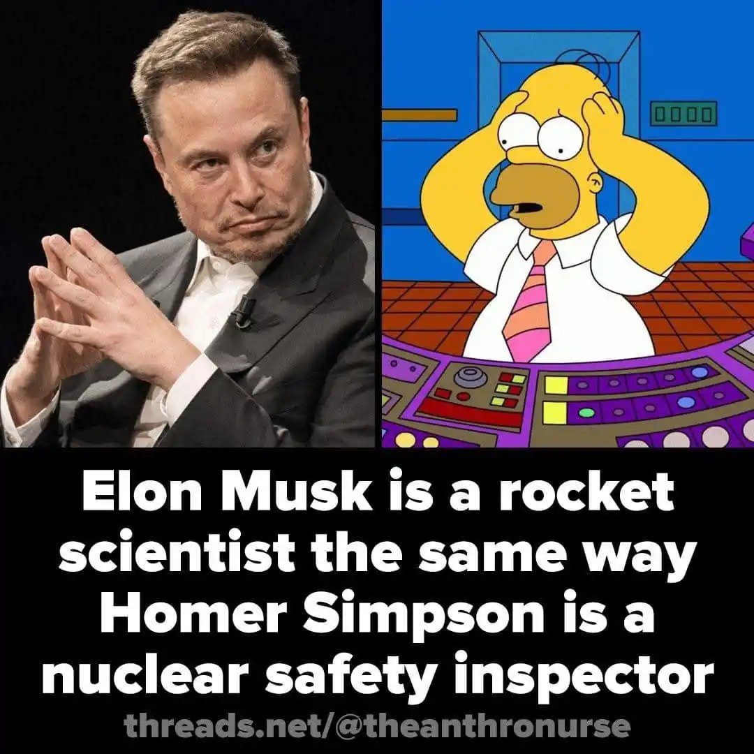 The image is split into two panels. The left panel shows Elon Musk in a dark suit, clapping his hands with a skeptical or…