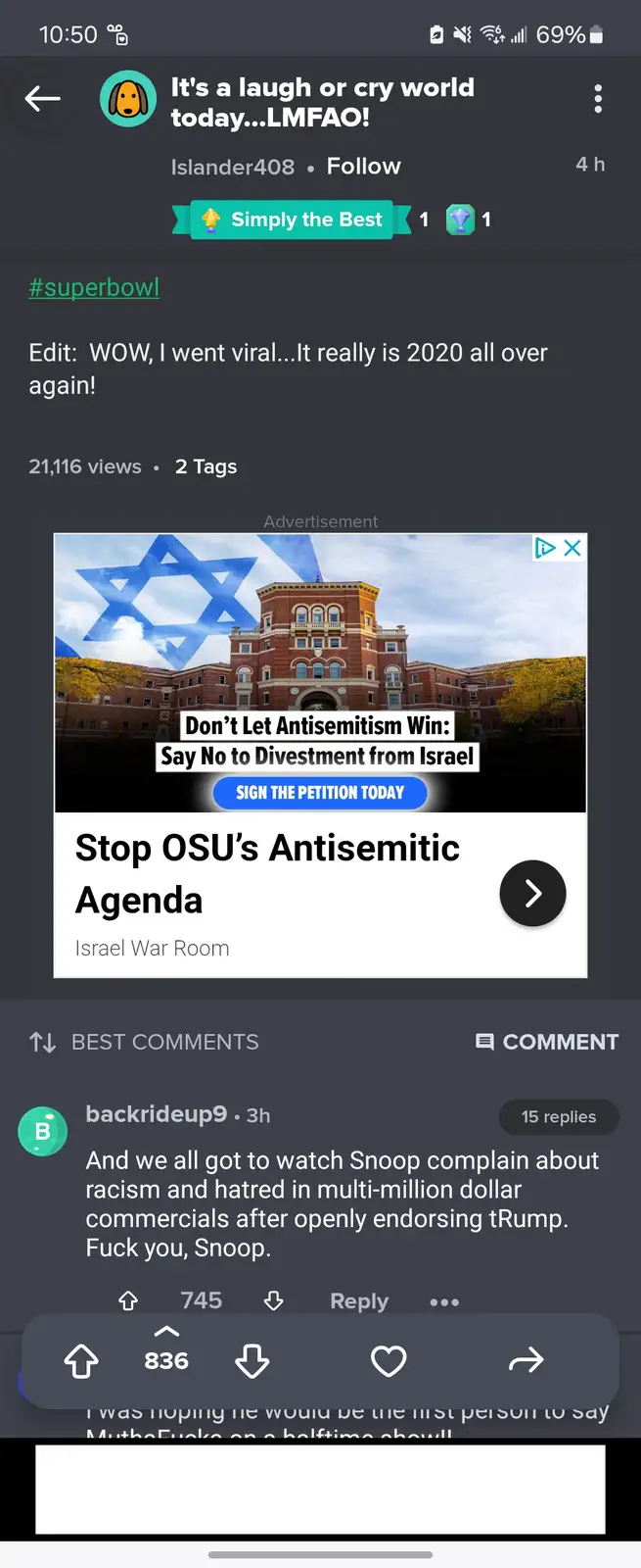 A screenshot of a social media post showing an advertisement for a petition titled 'Stop OSU's Antisemitic Agenda' by…
