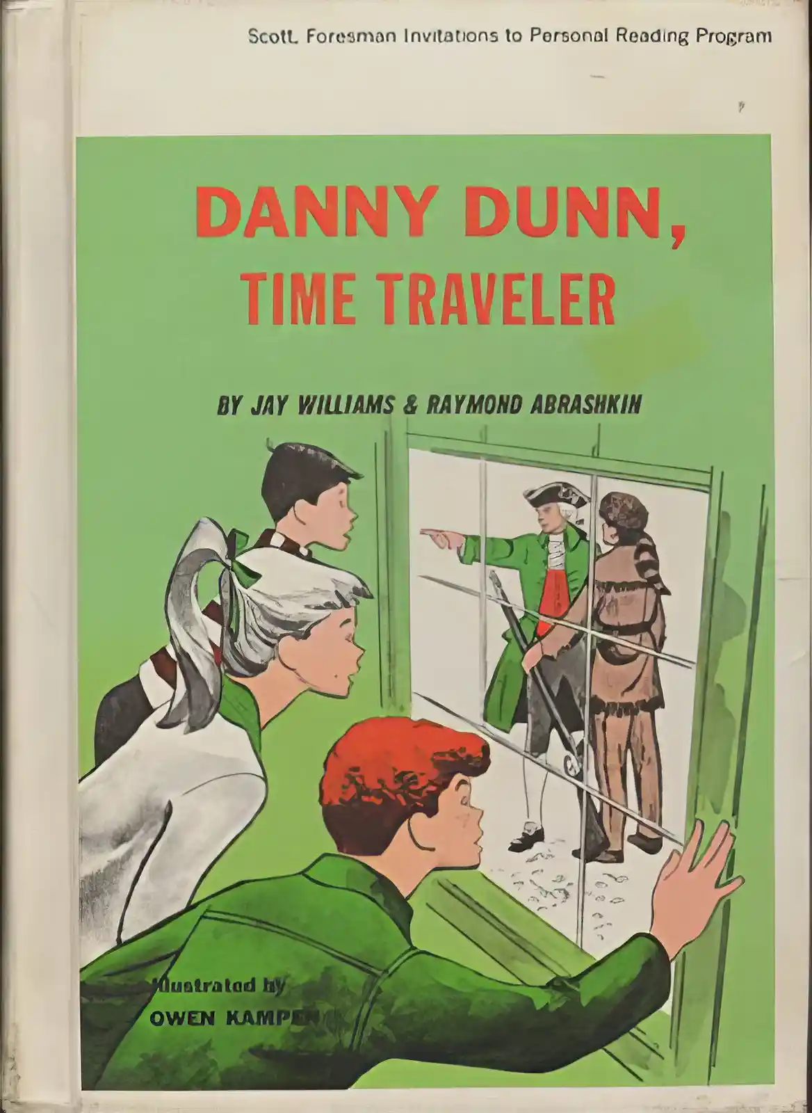 The image shows the cover of a children's book titled 'Danny Dunn, Time Traveler' by Jay Williams & Raymond Abrashkin…